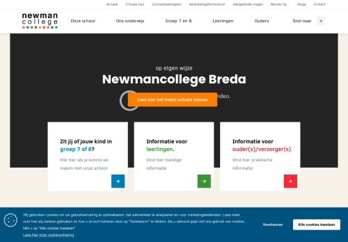 Screenshot van newmancollege.nl