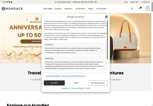 Screenshot van nordace.com