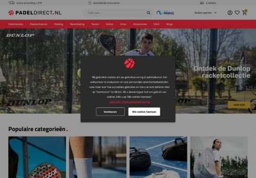 Screenshot van padeldirect.nl