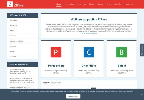 Screenshot van publiekzipnet.nl