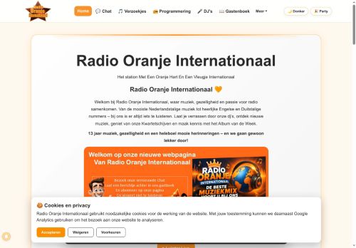 Screenshot van radiooranjeinternationaal.com