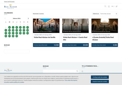 Screenshot van realalcazarsevilla.cliqueo.es