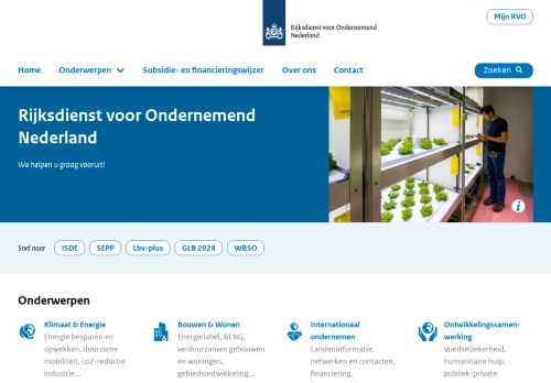 Screenshot van rvo.nl