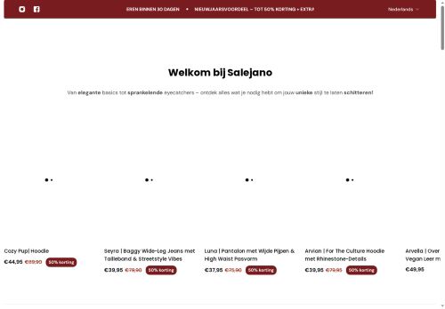 Screenshot van salejano.nl