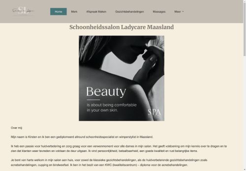 Screenshot van schoonheidssalonladycare.nl