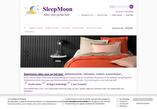 Screenshot van sleepmoon.nl