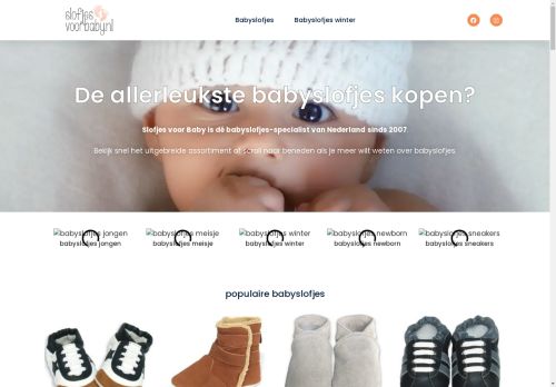 Screenshot van slofjesvoorbaby.nl