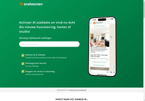 Screenshot van snelwonen.nl