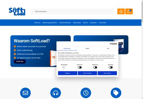 Screenshot van softload.nl