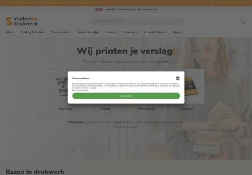 Screenshot van studentendrukwerk.nl