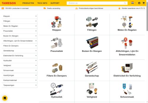 Screenshot van tameson.nl
