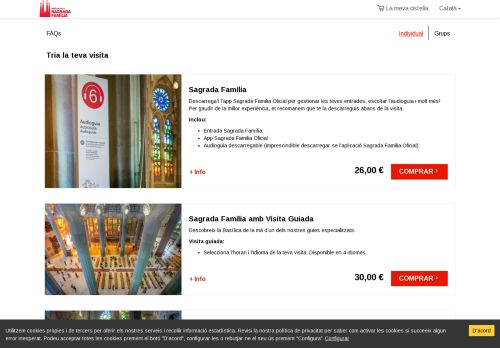 Screenshot van tickets.sagradafamilia.org