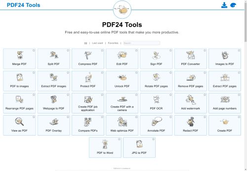 Screenshot van tools.pdf24.org