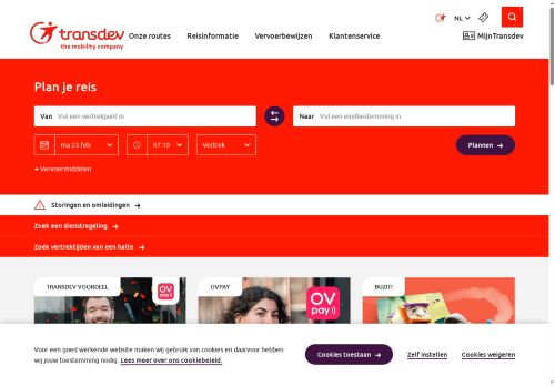 Screenshot van transdev.nl