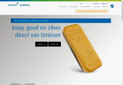 Screenshot van umicoregoldshop.be