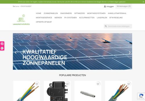 Screenshot van uwsolarinstallatieshop.nl