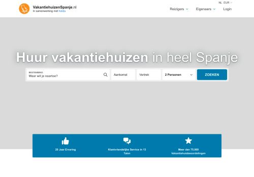 Screenshot van vakantiehuizenspanje.nl