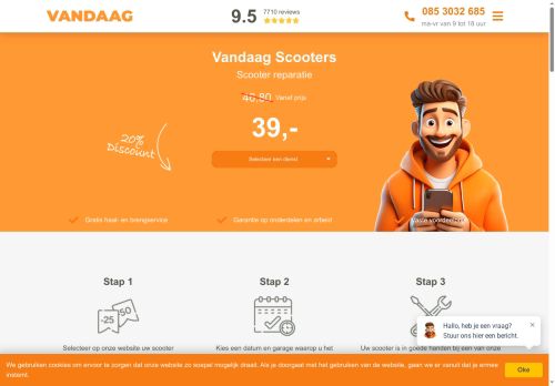 Screenshot van vandaag-scooters.nl