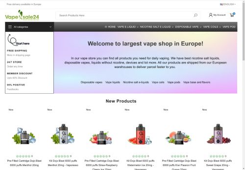 Screenshot van vapesale24.store