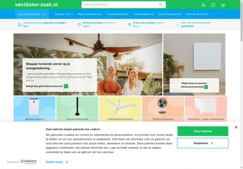 Screenshot van ventilator-zaak.nl