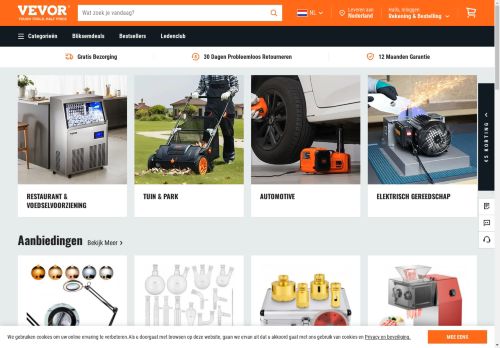 Screenshot van vevor.nl
