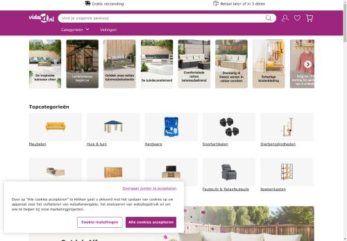 Screenshot van vidaxl.nl