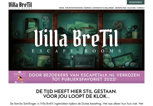 Screenshot van villabretil.nl