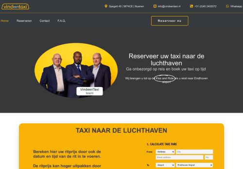 Screenshot van vindeentaxi.nl