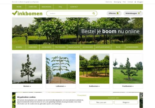 Screenshot van vinkbomen.nl