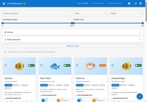 Screenshot van vissenmarktplaats.nl