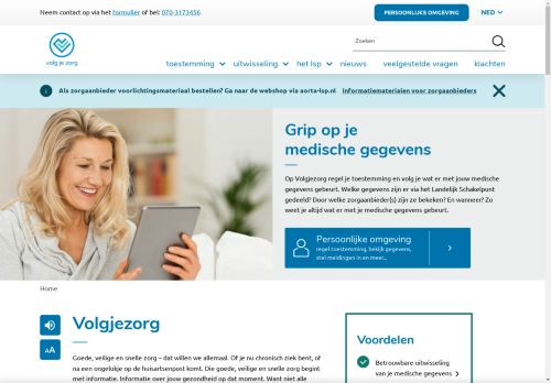 Screenshot van volgjezorg.nl