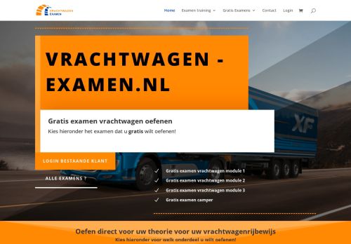 Screenshot van vrachtwagen-examen.nl