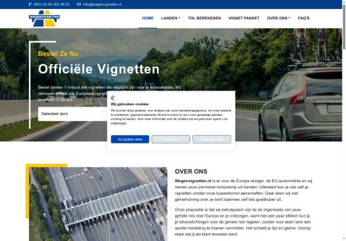 Screenshot van wegenvignetten.nl