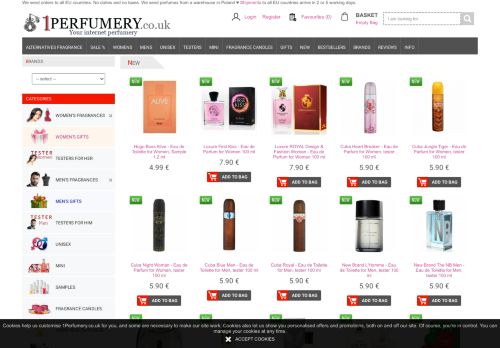 Screenshot van 1perfumery.co.uk