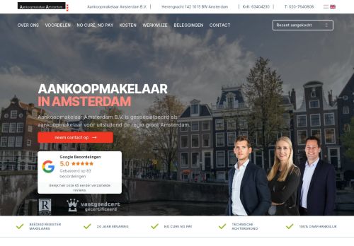Screenshot van aankoopmakelaaramsterdam.nl