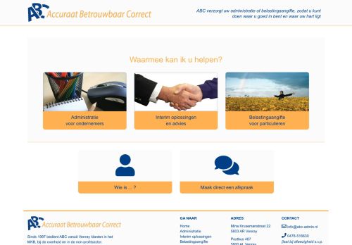 Screenshot van abc-admin.nl