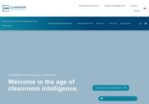 Screenshot van abn-cleanroomtechnology.com