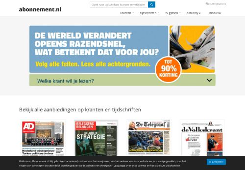 Screenshot van abonnement.nl