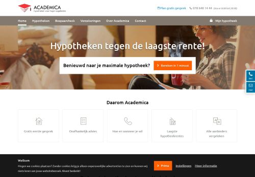 Screenshot van academica.nl