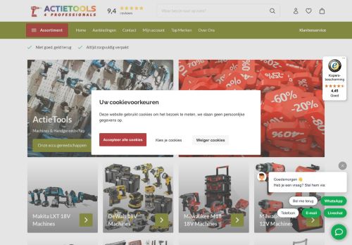 Screenshot van actietools.nl