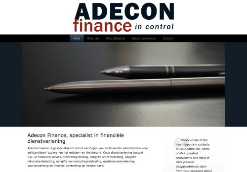 Screenshot van adeconfinance.nl