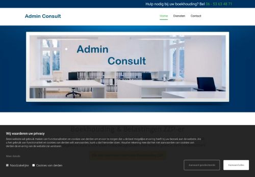 Screenshot van admin-consult.nl