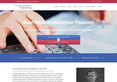 Screenshot van administratiekantoor-paassen.nl