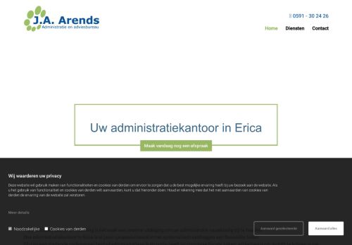 Screenshot van administratiekantoorarends.nl