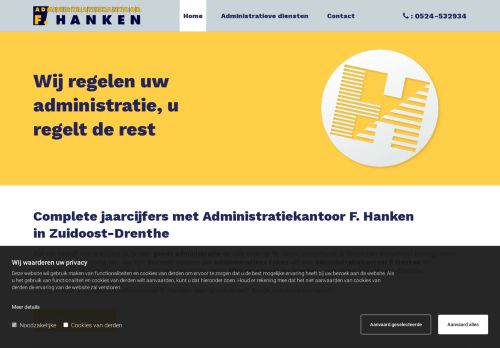Screenshot van administratiekantoorhanken.nl