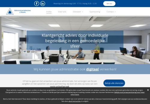 Screenshot van administratiekantoorhoeks.nl
