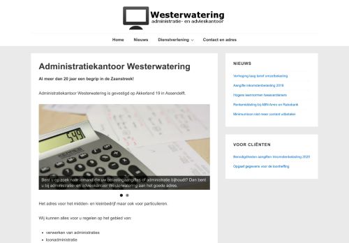 Screenshot van admwesterwatering.nl