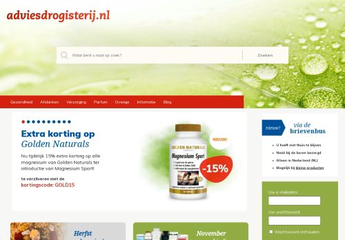 Screenshot van adviesdrogisterij.nl