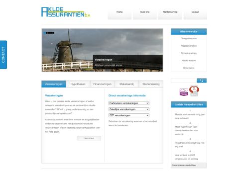 Screenshot van akloe-assurantien.nl