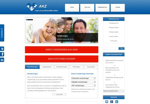 Screenshot van akz-verzekeringen.nl
